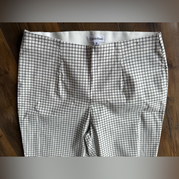 Calvin Klein Black White Grid Ankle Pants Size 8 Career Workwear - Picture 2 of 5